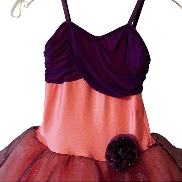Revolution Girl’s Dance Costume Recital Dress Tulle Pink Purple Large Child - Picture 2 of 14